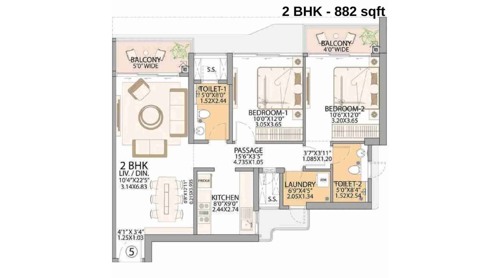 Sheth-Beaumonte-Floor-Plan-Tower-C-2-BHK-882-sqft