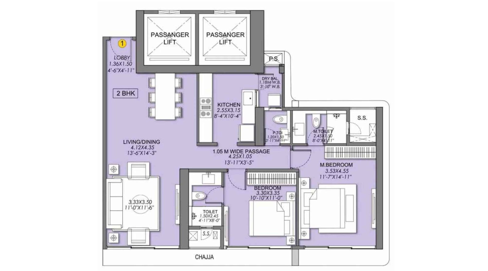 Sheth-Beaumonte-Tower-B-Floor-Plan-2-BHK-917-sqft-Unit-1