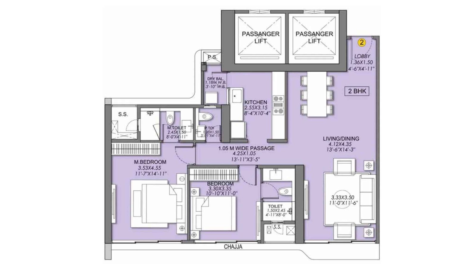 Sheth-Beaumonte-Tower-B-Floor-Plan-2-BHK-917-sqft-Unit-2
