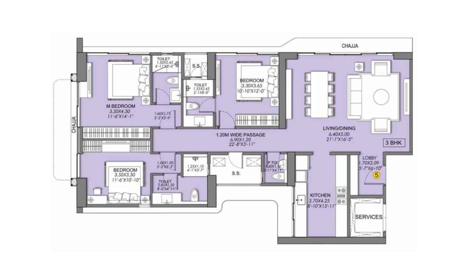 Sheth-Beaumonte-Tower-B-Floor-Plan-3-BHK-1275-sqft-Unit-5
