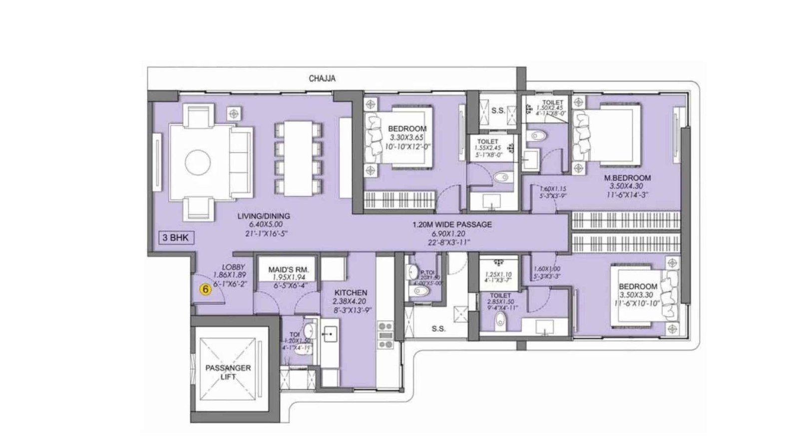 Sheth-Beaumonte-Tower-B-Floor-Plan-3-BHK-1335-sqft-Unit-6