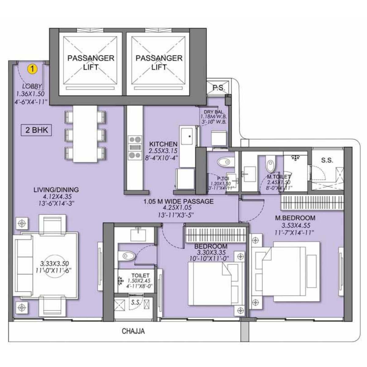 Sheth-Beaumonte-Tower-B-Floor-Plan-2-BHK-917-sqft-Unit-1
