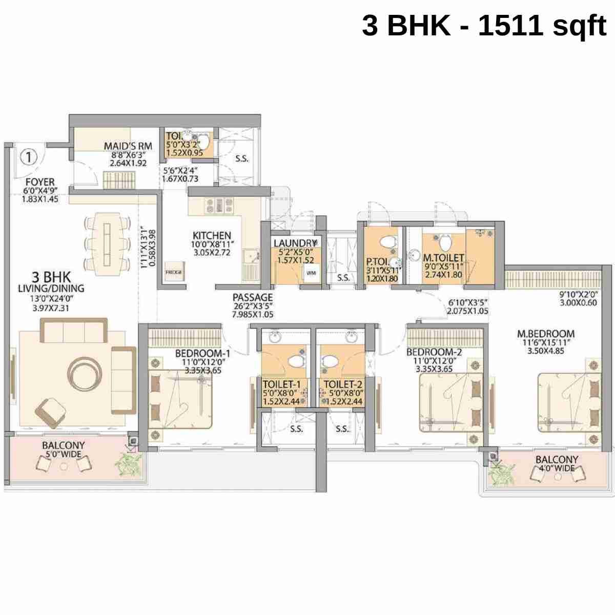Sheth-Beaumonte-Floor-Plan-Tower-C-3-BHK-1511-sqft